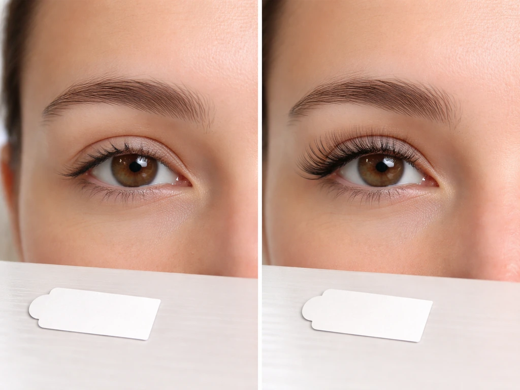 Close-up comparison of short vs longer eyelashes, conveying rice water likely shows no meaningful growth evidence