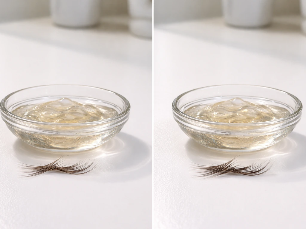 Minimal side-by-side lash product setup showing hydrated, smoother lashes vs longer, fuller-looking lashes.