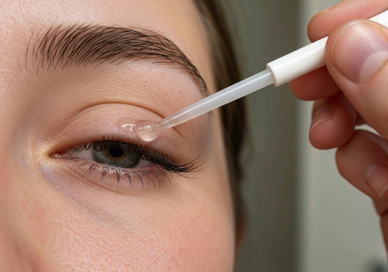 Close-up of a person gently applying care to the lash line, suggesting lashes can regrow