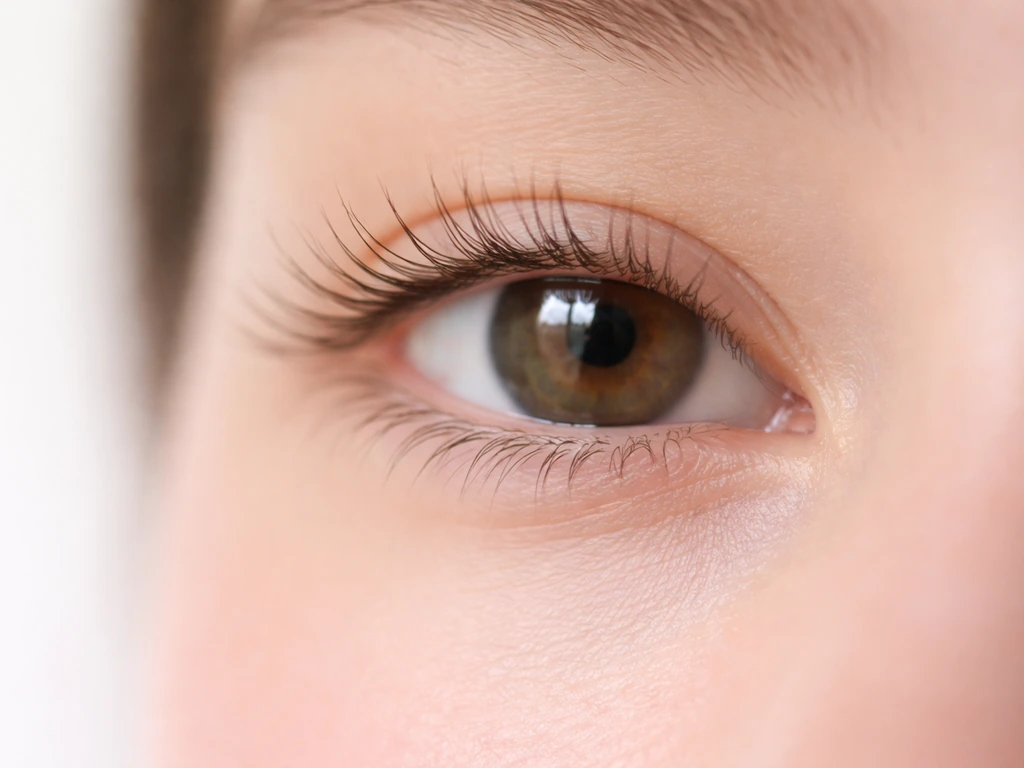 Well-lit close-up of a natural eye and eyelashes emphasizing gentle growth and shedding.
