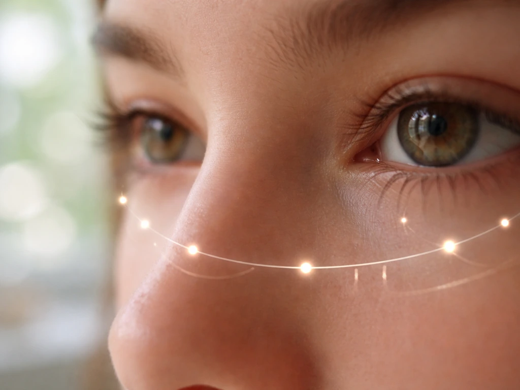 Close-up of natural lashes with a subtle non-text light timeline overlay suggesting a 90-day recovery cycle.