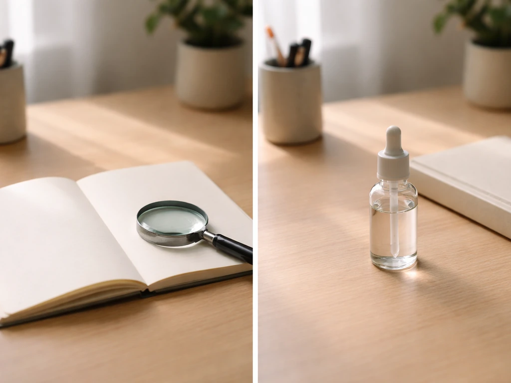 Minimal split-screen photo showing an absence of evidence for fish oil on eyelash growth