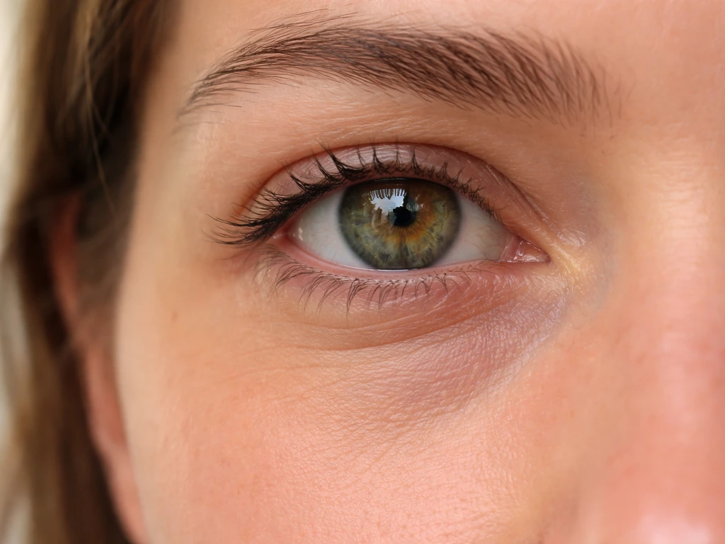 Close-up of an eye highlighting changes around the eyelid and subtle iris color variation.