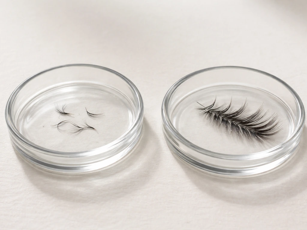 Minimal close-up of an eyelash timeline visualized with two blurred rows of lashes in natural light