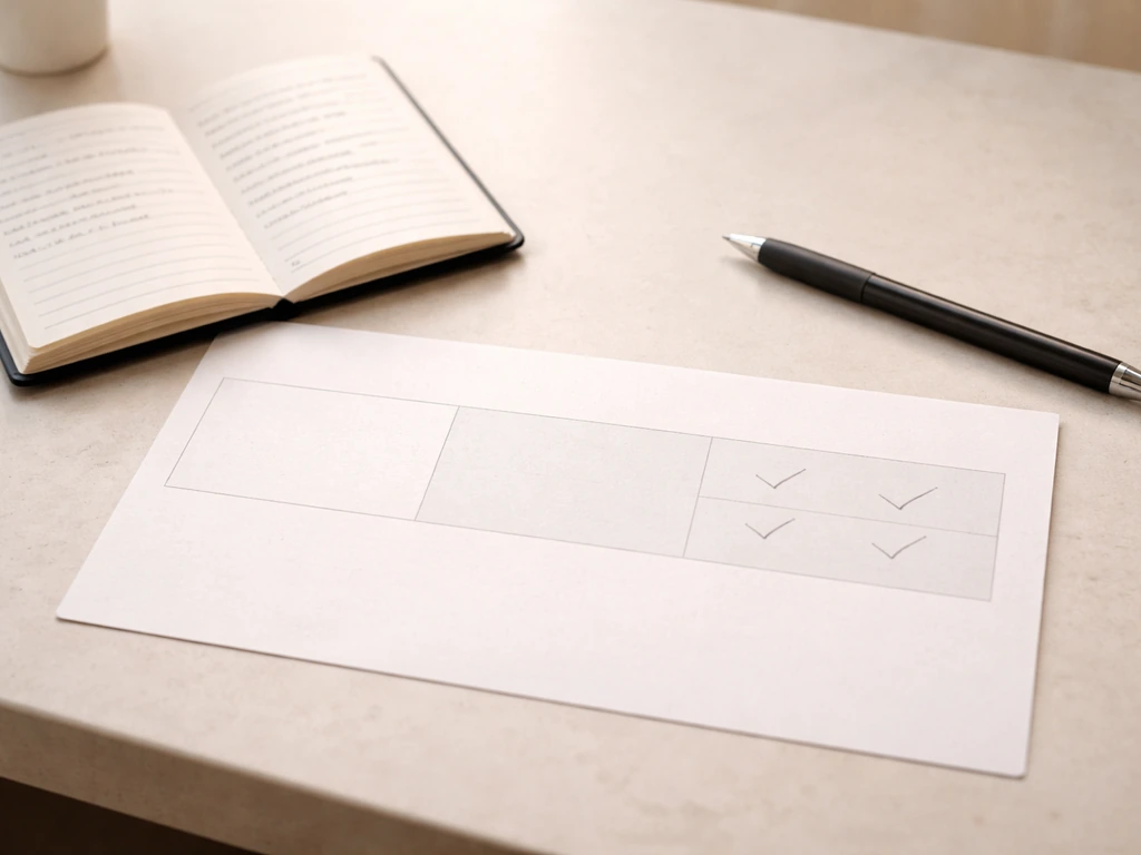 Minimal desk scene with a simple calendar page and handwritten checkmarks indicating week-by-week progress