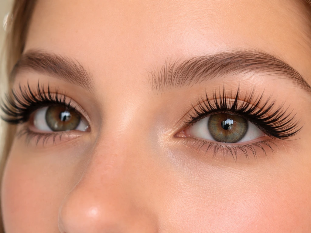 Close-up of eyes showing noticeably longer, defined eyelashes in natural light.