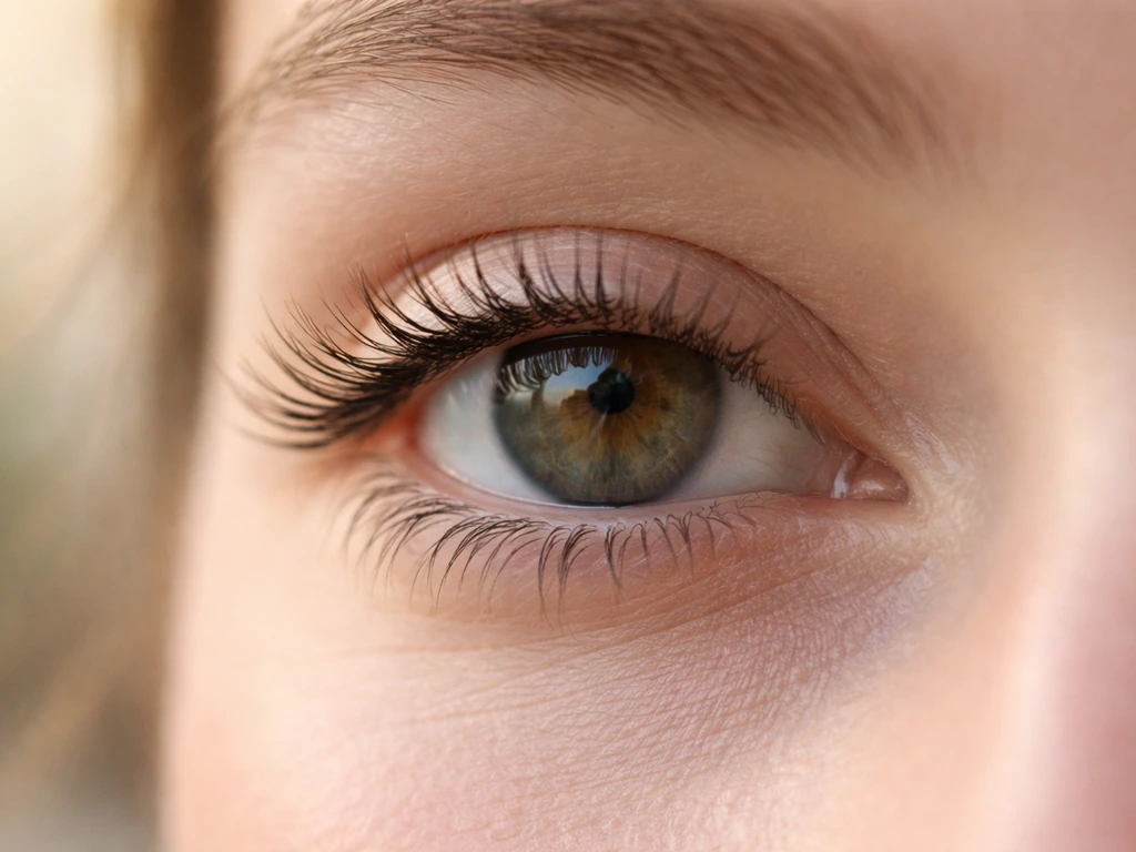 Close-up of an eye showing natural eyelashes with subtle hopeful regrowth cues.